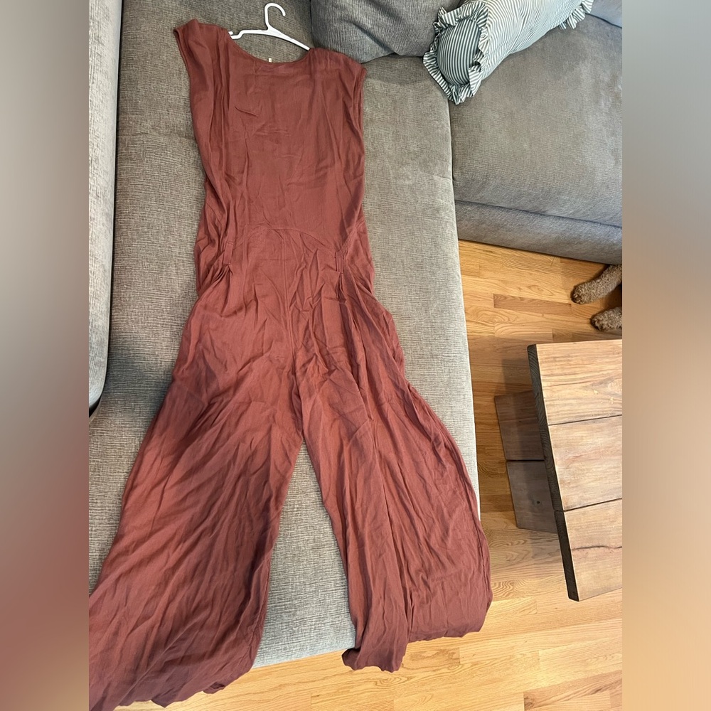Free People Rosewood Button-Front Wide-Leg Jumpsuit - Picture 3 of 4